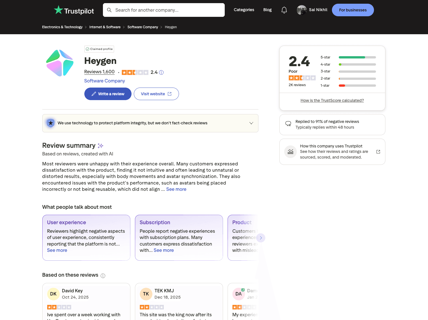 HeyGen reviews screenshot