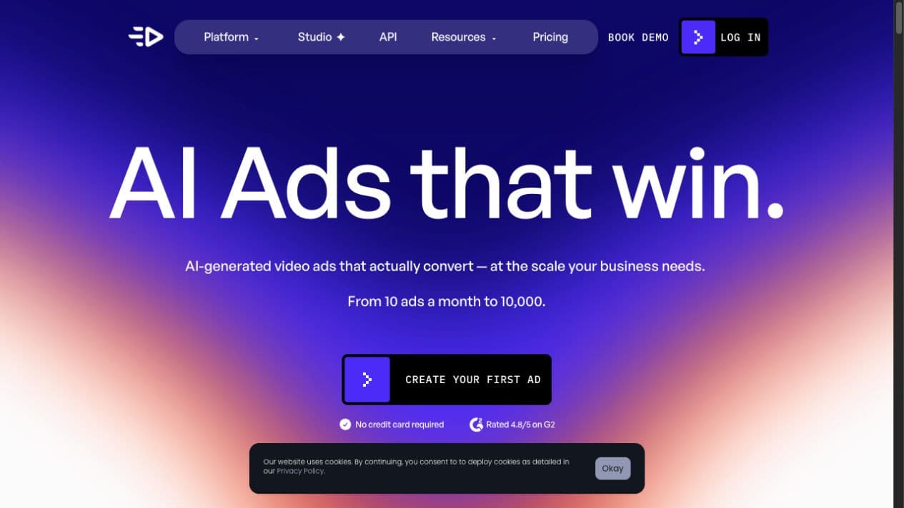 Creatify public homepage and product interface