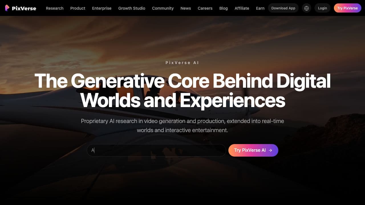 PixVerse public homepage and product interface