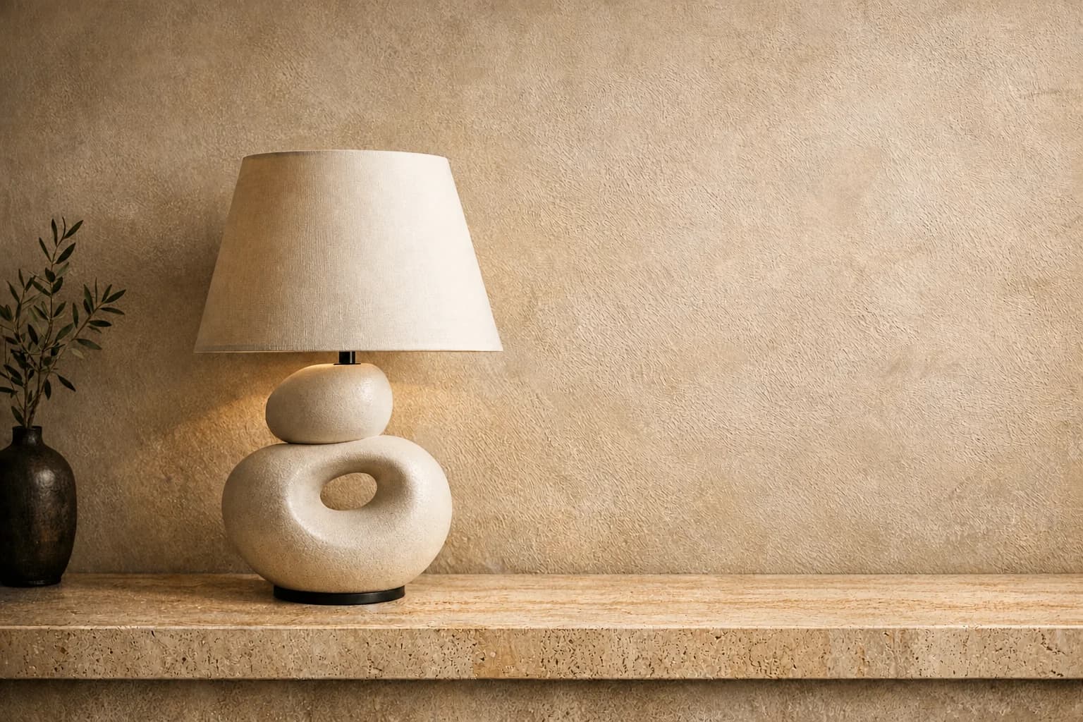 Clean lamp product scene after packaging clutter was erased