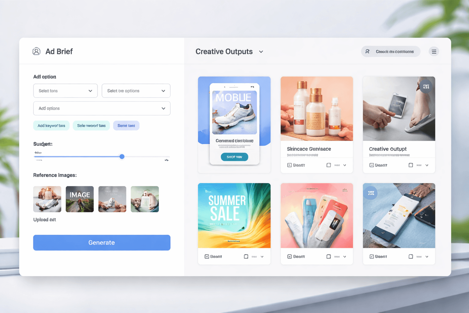 SaaS generated ad outputs