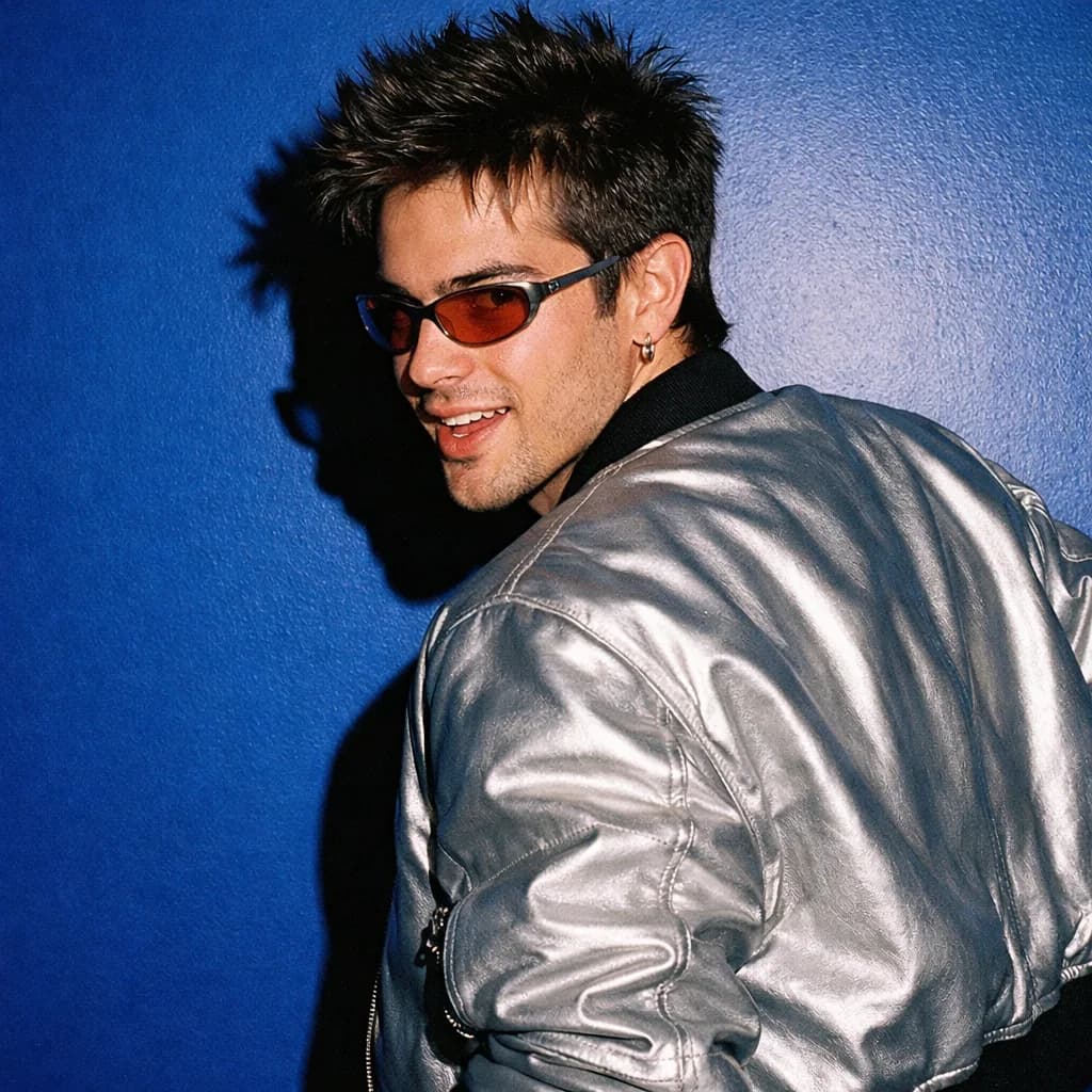 Y2K flash fashion portrait