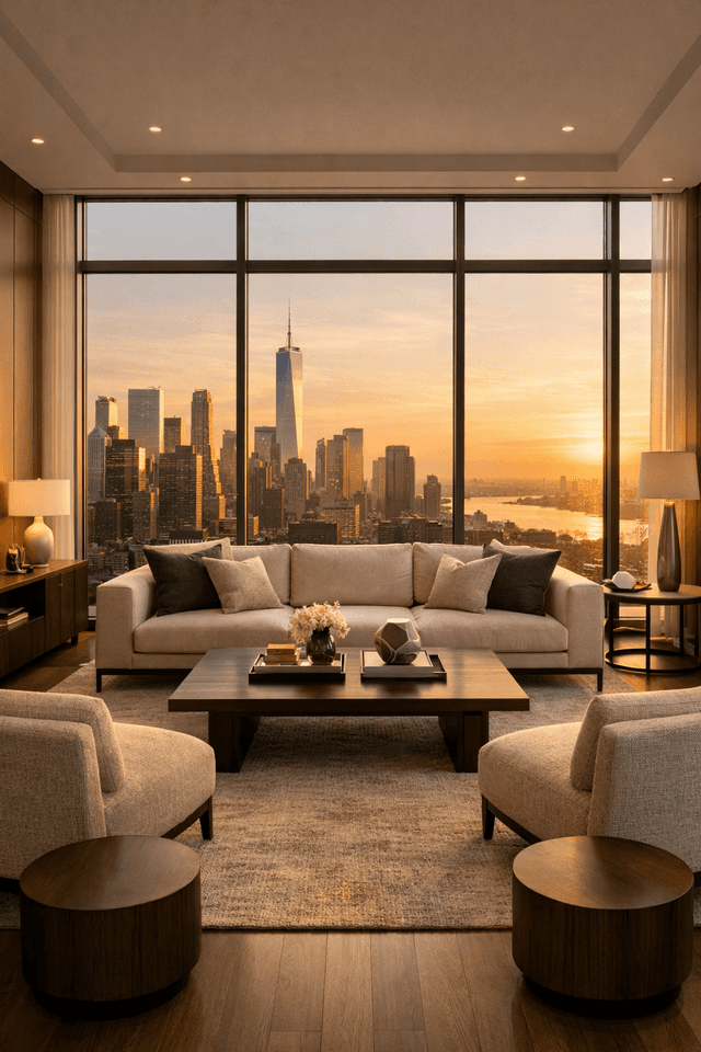 Luxury living room real estate ad visual