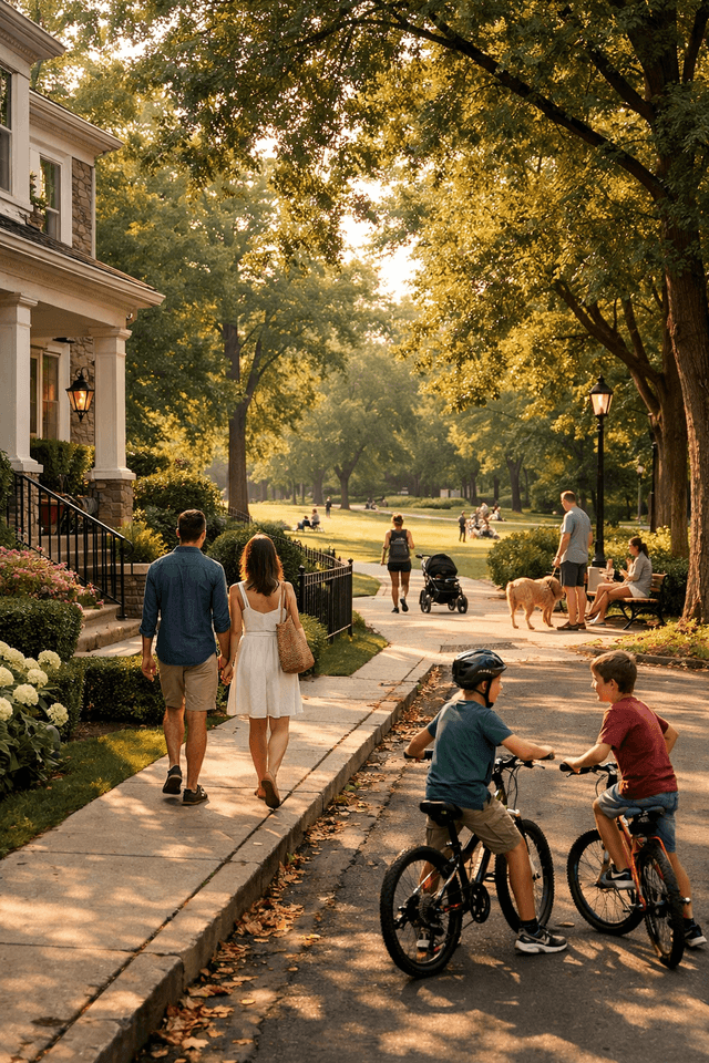 Neighborhood lifestyle real estate ad visual