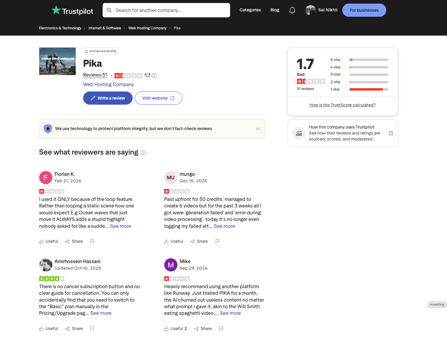 Pika product interface and research evidence