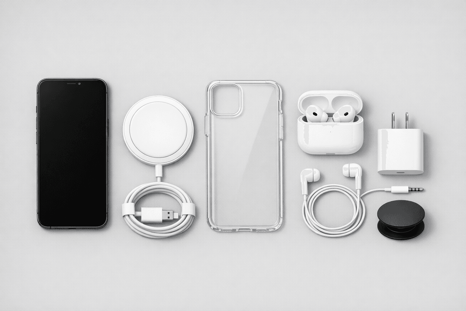 Electronics flat lay concept for PDP and ad thumbnails