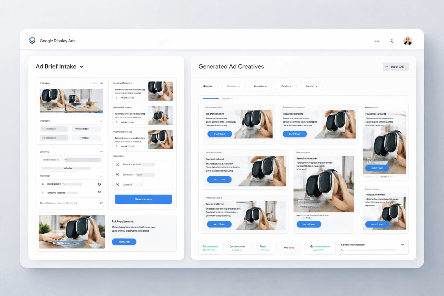 Google Display generated ad outputs