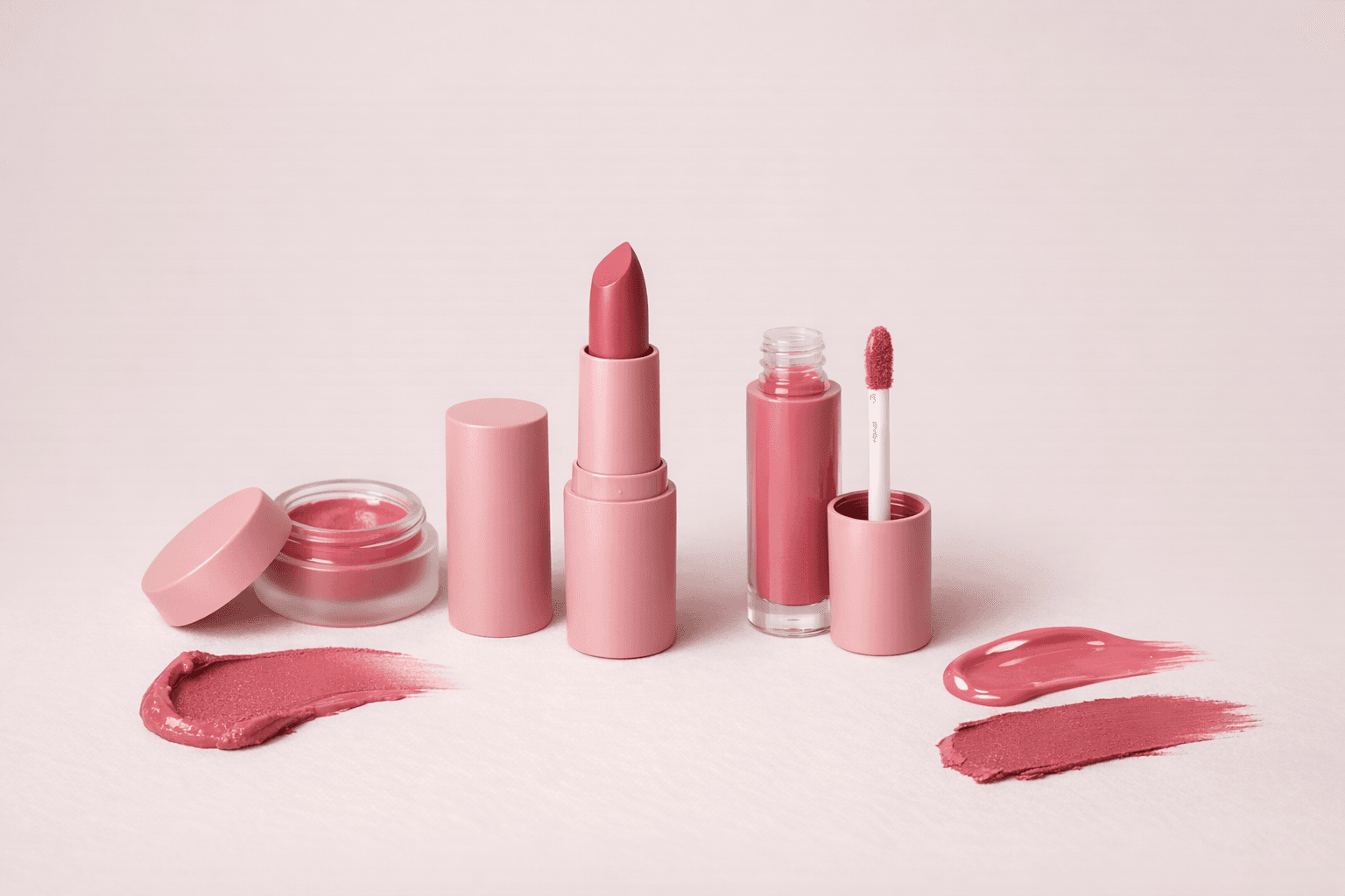 Beauty product flat lay photoshoot scene