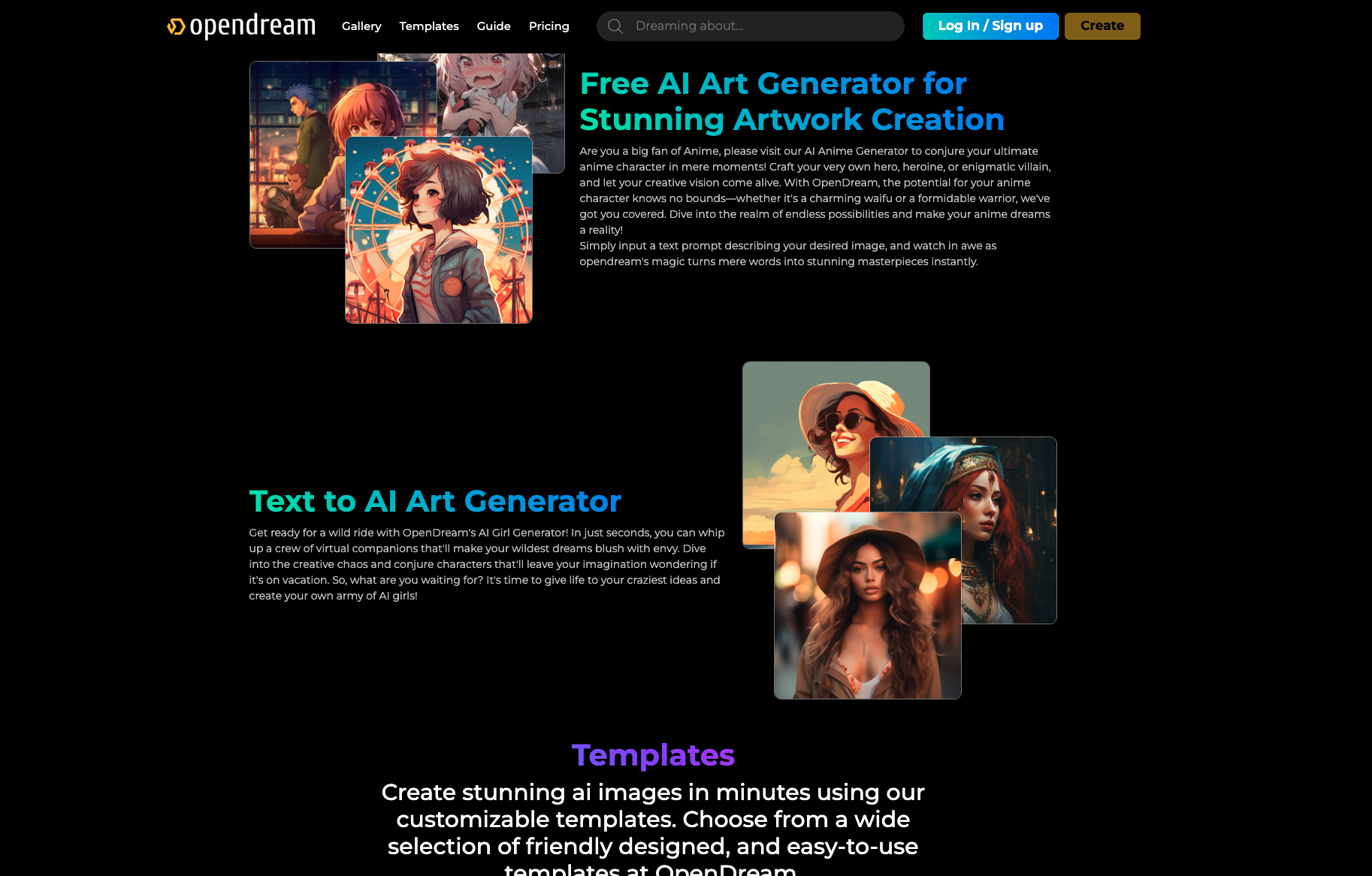 Opendream AI Art features