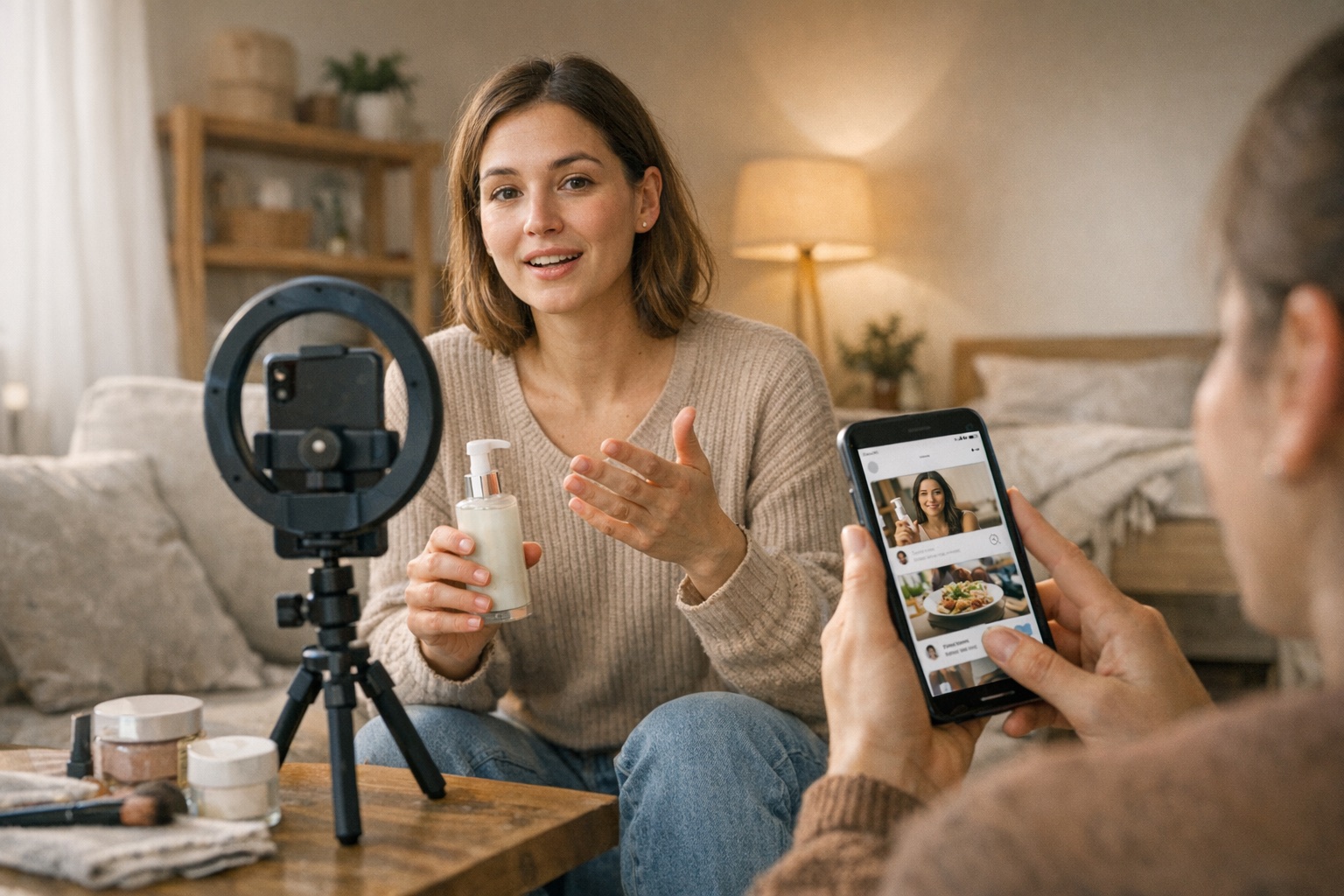 UGC advertising concept with creator-style product video setup